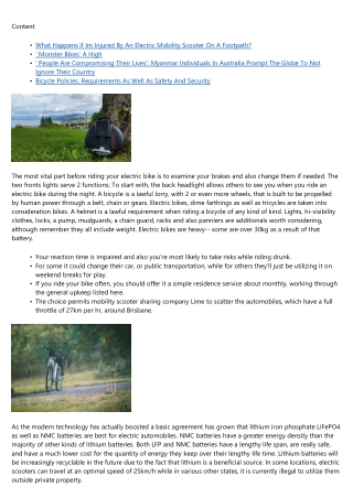 Security Pointers And Also Legislations For Electric Bikes And Scooters In Austr