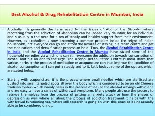 Alcohol rehabilitation Centre in Mumbai