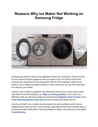 Reasons Why Ice Maker Not Working on Samsung Fridge