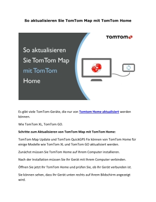 So aktualisieren Sie TomTom Map mit TomTom Home