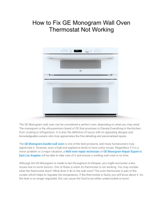 How to Fix GE Monogram Wall Oven Thermostat Not Working