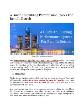 A Guide To Building Performance Spaces For Rent In Detroit