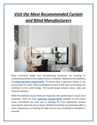 Visit the Most Recommended Curtain and Blind Manufacturers