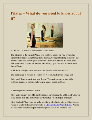 Find The Best Pilate Classes in West Kilburn.