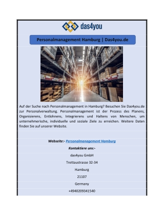 Personalmanagement Hamburg | Das4you.de