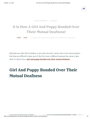 It Is How A Girl And Puppy Bonded Over Their Mutual Deafness