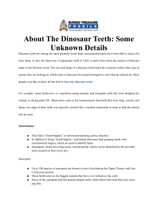 About The Dinosaur Teeth_ Some Unknown Details