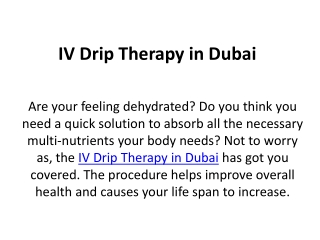 IV DRIP therapy in Dubai