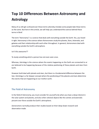 Top 10 differences between Astronomy and Astrology-converted