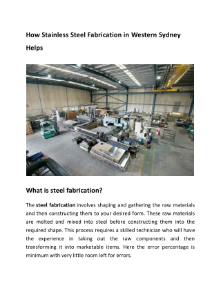 Stainless steel fabrication in Sydney