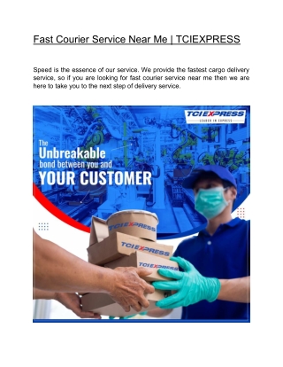 Fast Courier Service Near Me | TCIEXPRESS
