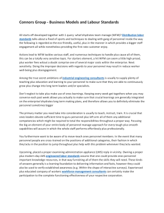 Connors Group - Business Models and Labour Standards