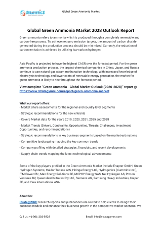 2021 Green Ammonia Industry Global Analysis Report