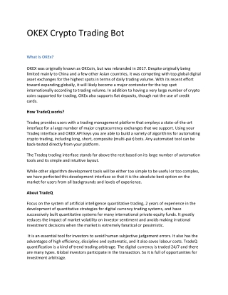 OKEX Crypto Trading Bot