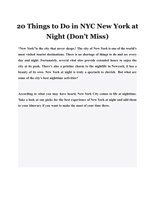 20 Things to Do in NYC New York at Night (Don’t Miss)
