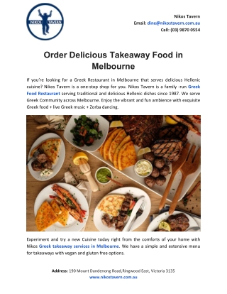 Order Delicious Takeaway Food in Melbourne