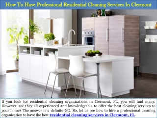 How To Have Professional Residential Cleaning Services In Clermont