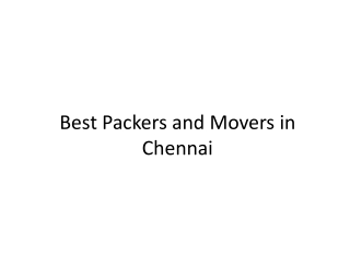 Best Packers and Movers in Chennai
