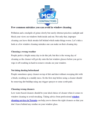 Few common mistakes you can avoid in window cleaning