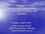 Seminar 1: Corporate Social Responsibility an introduction to history and evolution