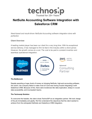 NetSuite Accounting Software Integration with Salesforce CRM