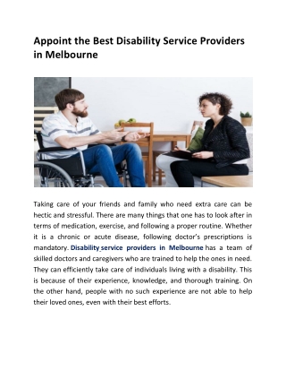 Disability service providers in Melbourne