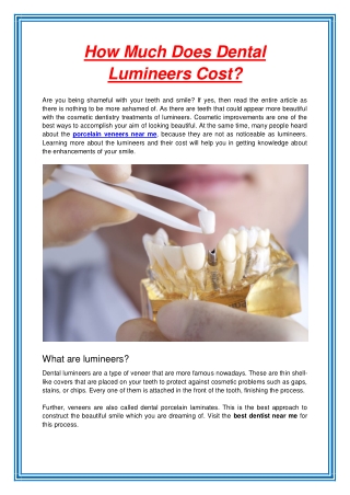 How Much Does Dental Lumineers Cost