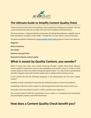 The Ultimate Guide to Simplify Content Quality Check