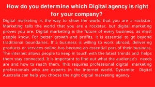 How do you determine which Digital agency is right for your company?