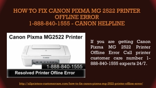 How to Fix Canon Pixma MG 2522 Printer Offline Error 1-888-840-1555 - Canon Helpline