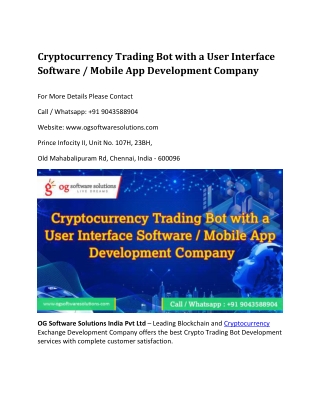 Cryptocurrency Trading Bot with a User Interface Software