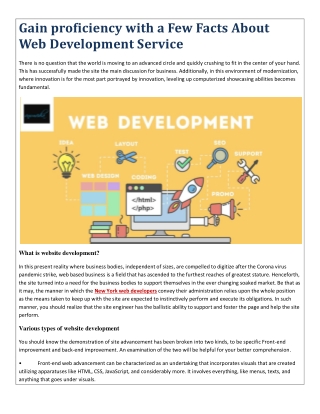 Gain proficiency with a Few Facts About Web Development Service