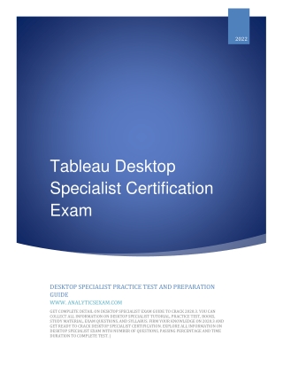 PDF: Tableau Desktop Specialist Certification | Sample Questions & Answers