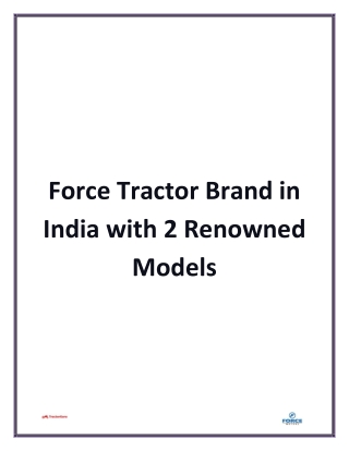 Force Tractor Brand in India with 2 Renowned Models