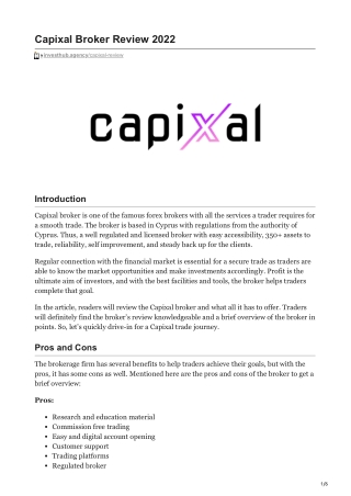 investhub.agency-Capixal Broker Review 2022