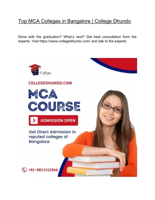 Top MCA Colleges in Bangalore | College Dhundo