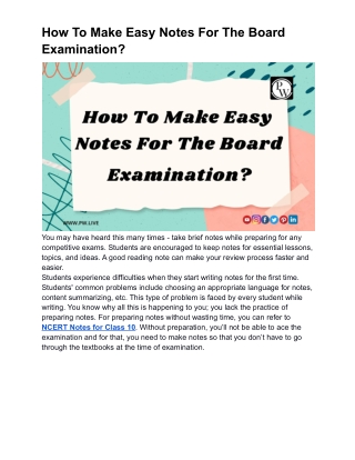 How to make easy notes for the Board Examination