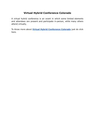 Virtual Hybrid Conference Colorado