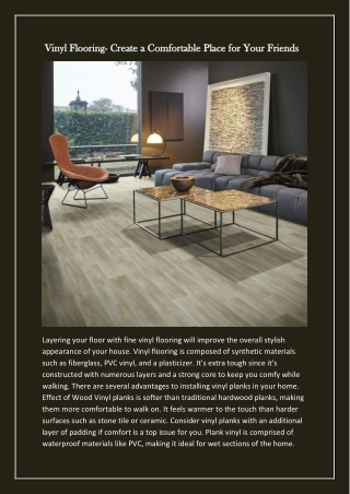 Vinyl Flooring- Create a Comfortable Place for Your Friends