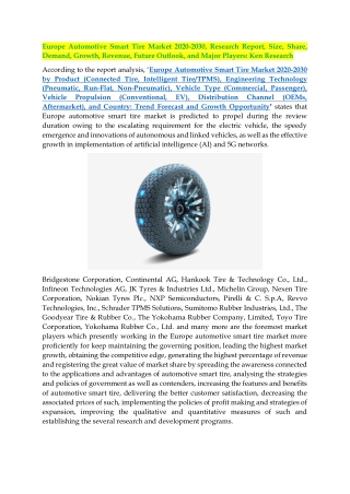 Europe Automotive Smart Tire Market Research Report PDF - Ken Research