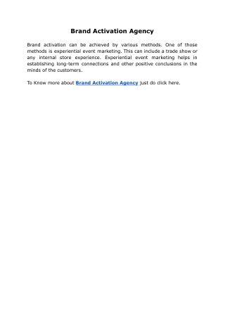Brand Activation Agency