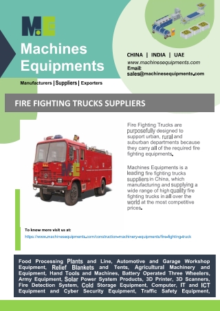 Fire Fighting Trucks Suppliers