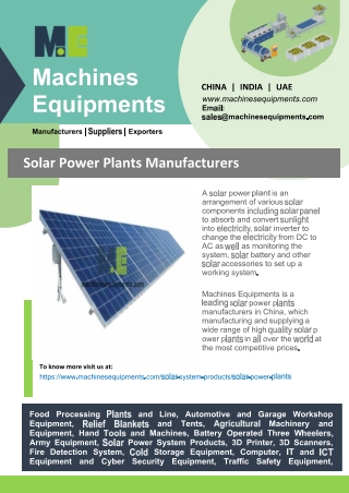 Solar Power Plants Manufacturers