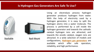 Is Hydrogen Gas Generators Are Safe To Use