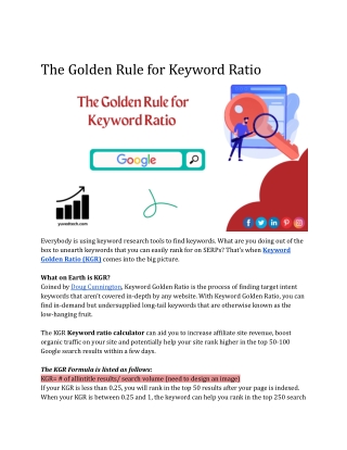 The Golden Rule for Keyword Ratio