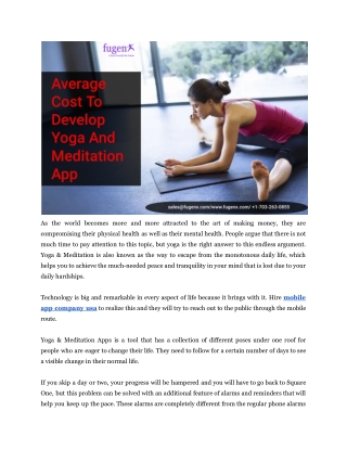 Average Cost To Develop Yoga And Meditation App