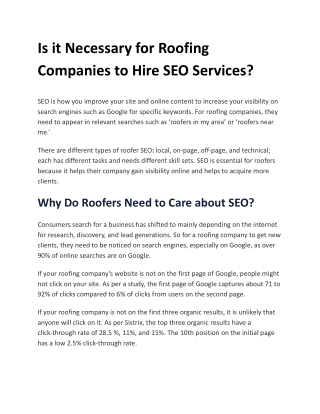 Is it Necessary for Roofing Companies to Hire SEO Services?
