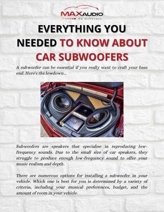 Everything You Needed to Know About  Car Subwoofers