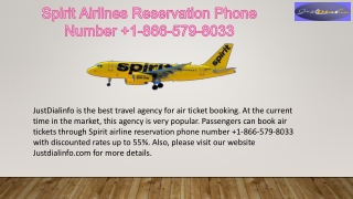 Spirit Airlines Reservations Phone Number  1-866-579-8033