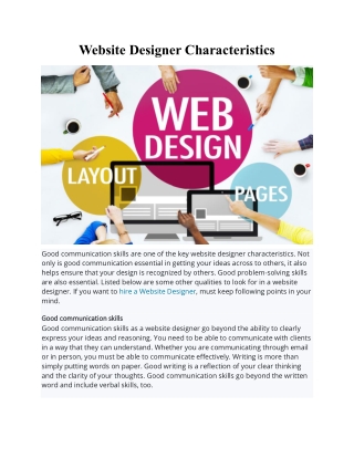 Website Designer Characteristics